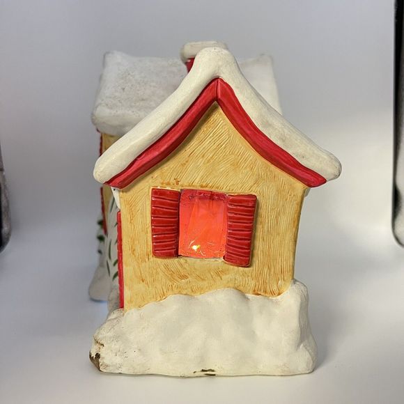 RARE Vintage Christmas Village Snowy House RB Japan Hand Painted Retro 70s MCM - Picture 5 of 16